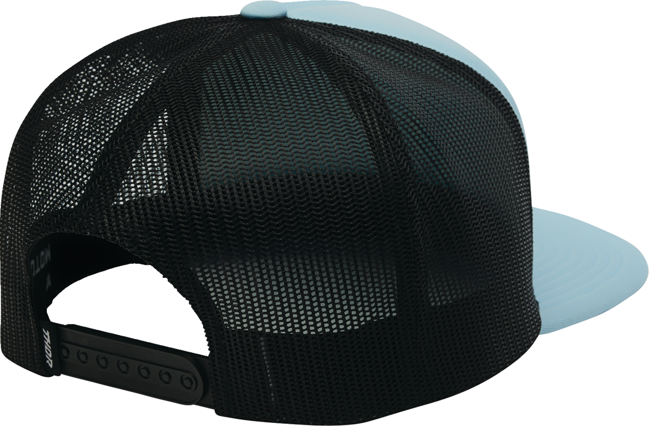 THOR Shadow Hat - Light Blue Five Panel Trucker Hat with Stamped Icon, Part Number 2501 - 4297 - Kelly Motorsports