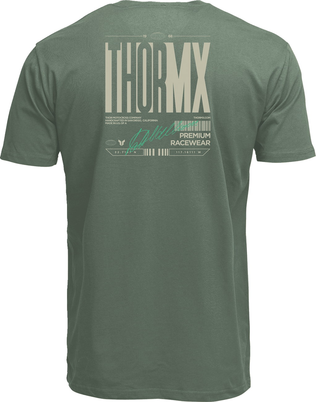THOR Signature T-Shirt - Olive, 2XL - 3030-25136 - Kelly Motorsports