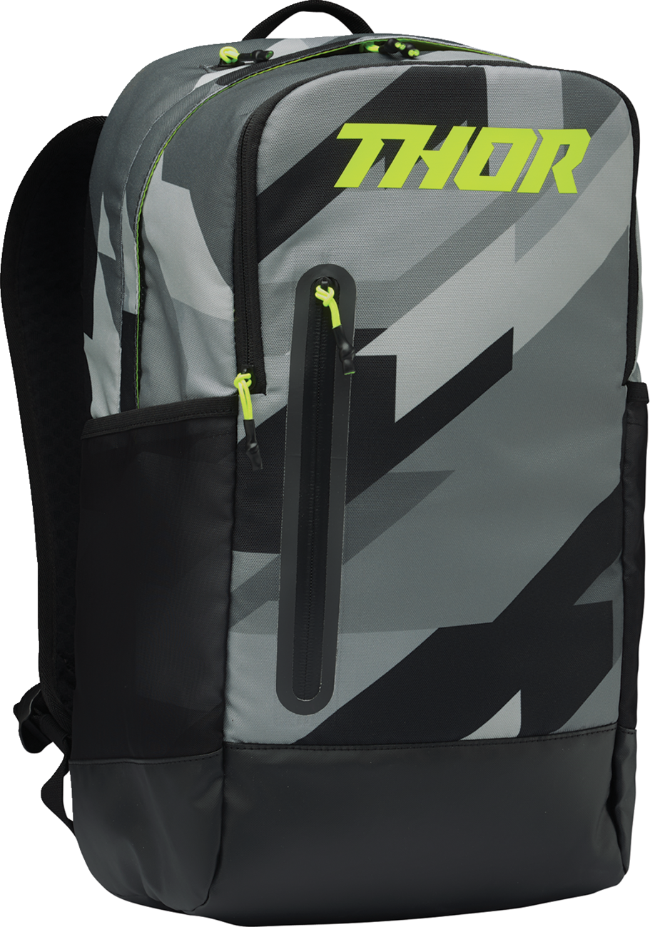 THOR Slam Backpack - Camo/Acid with Water - Resistant Features and Padded Laptop Pocket - Kelly Motorsports