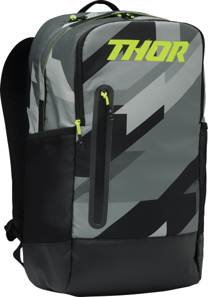THOR Slam Backpack - Camo/Acid with Water - Resistant Features and Padded Laptop Pocket - Kelly Motorsports