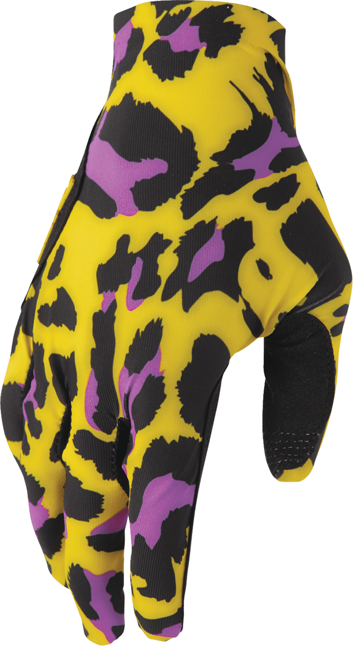 THOR Sportmode Cheetah Gloves - Small, Yellow/Purple, Part Number 3330-8574 - Kelly Motorsports