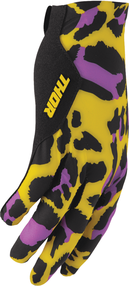 THOR Sportmode Cheetah Gloves - Small, Yellow/Purple, Part Number 3330-8574 - Kelly Motorsports