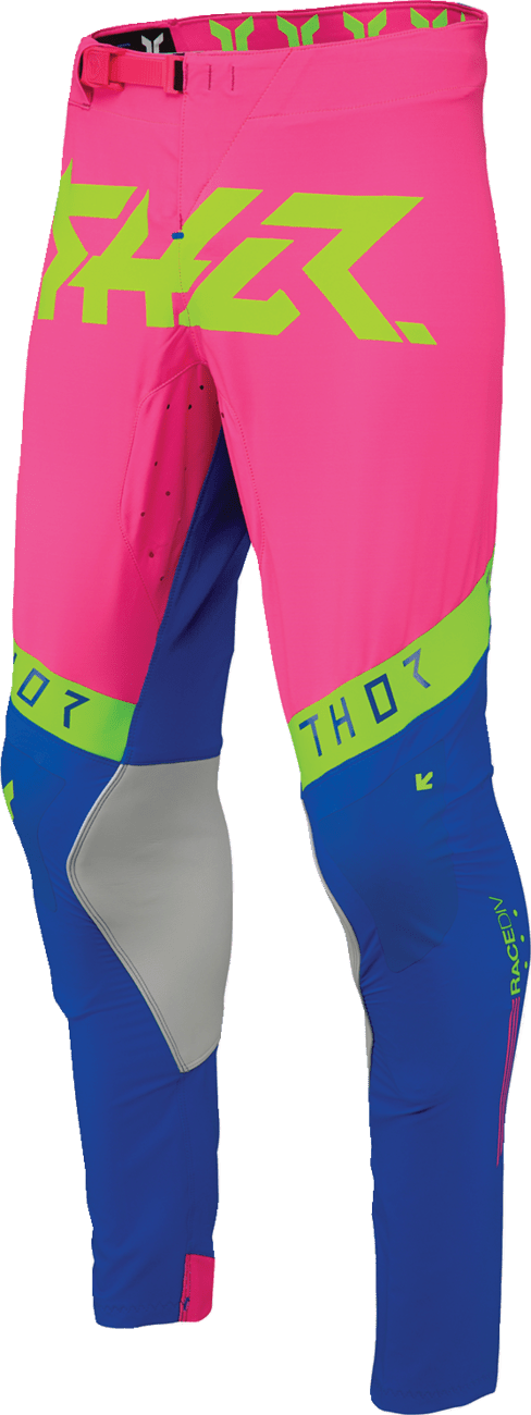 THOR Sportmode Flite Neon [LE] Pants - Neon Pink/Blue - US 34 with Durable Nylon and TPU Knee Protection - Kelly Motorsports