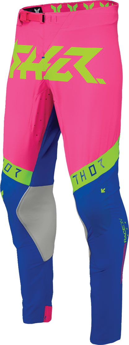 THOR Sportmode Flite Neon [LE] Pants - Neon Pink/Blue - US 34 with Durable Nylon and TPU Knee Protection - Kelly Motorsports
