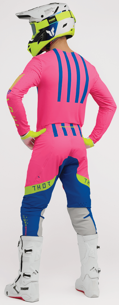THOR Sportmode Flite Neon [LE] Pants - Neon Pink/Blue - US 34 with Durable Nylon and TPU Knee Protection - Kelly Motorsports