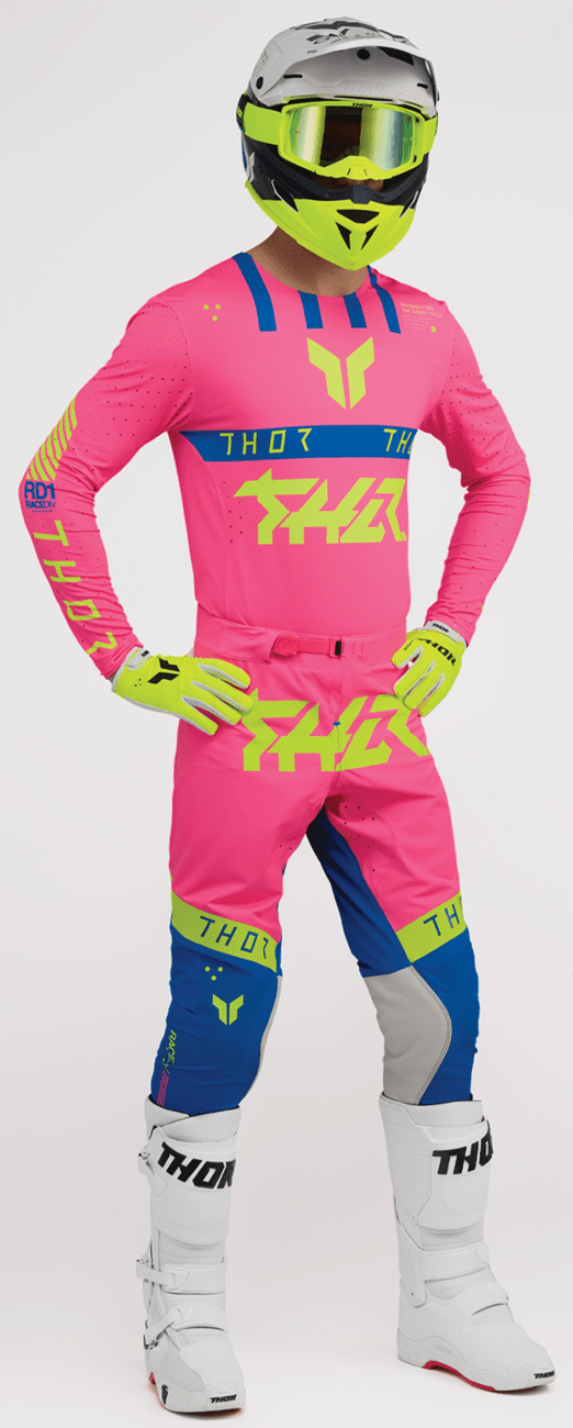 THOR Sportmode Flite Neon [LE] Pants - Neon Pink/Blue - US 34 with Durable Nylon and TPU Knee Protection - Kelly Motorsports