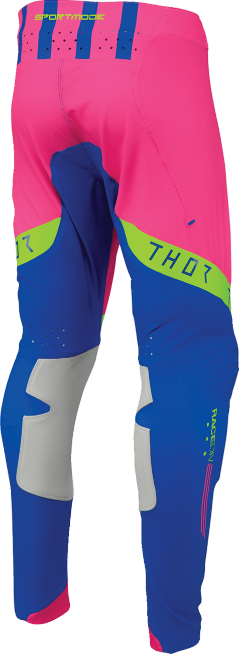 THOR Sportmode Flite Neon [LE] Pants - Neon Pink/Blue - US 34 with Durable Nylon and TPU Knee Protection - Kelly Motorsports
