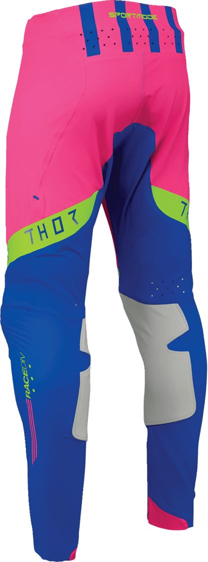 THOR Sportmode Flite Neon [LE] Pants - Neon Pink/Blue - US 34 with Durable Nylon and TPU Knee Protection - Kelly Motorsports