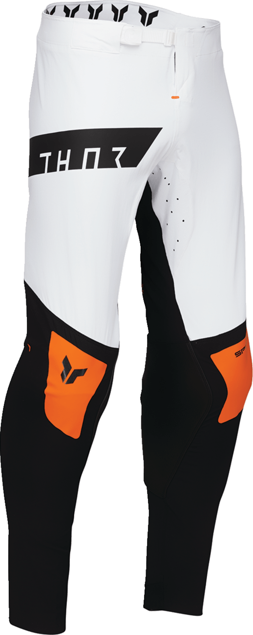 THOR Sportmode Rogue Pants White/Orange US 38 - Durable 4-Way Stretch Nylon with TPU Knee Protection - Kelly Motorsports