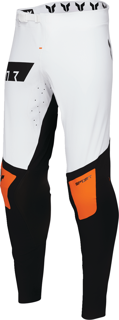 THOR Sportmode Rogue Pants White/Orange US 38 - Durable 4-Way Stretch Nylon with TPU Knee Protection - Kelly Motorsports