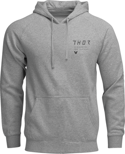 THOR Stamp Pullover Hoodie - Heather Gray XL with Screen Printed Graphics (Part Number 3050-7225) - Kelly Motorsports