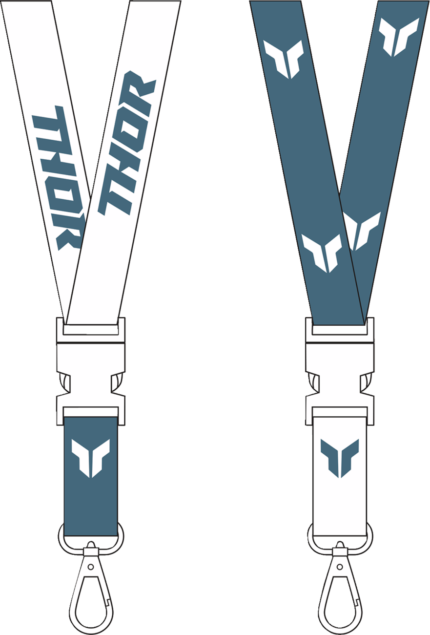 THOR Steel and White Lanyard with Metal Hook Part 9501 - 0309 - Kelly Motorsports