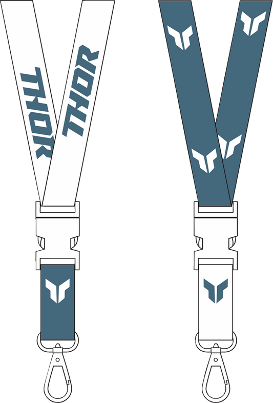 THOR Steel and White Lanyard with Metal Hook Part 9501 - 0309 - Kelly Motorsports