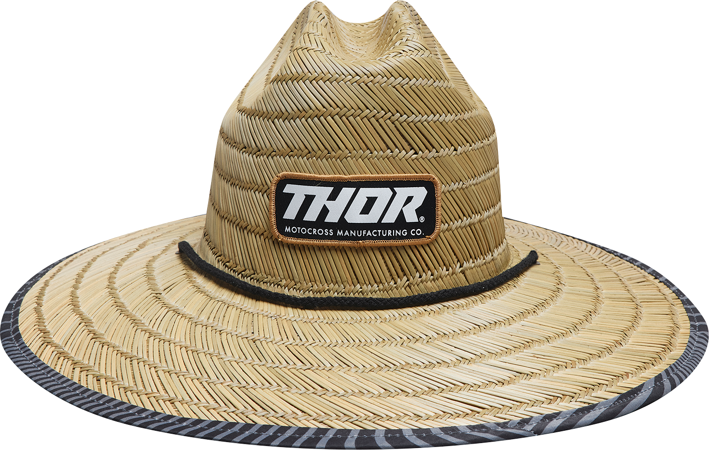 THOR Straw Hat - Tan 2501 - 4002 with Underbill Pattern and Drawstring Cord - Kelly Motorsports