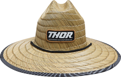 THOR Straw Hat - Tan 2501 - 4002 with Underbill Pattern and Drawstring Cord - Kelly Motorsports
