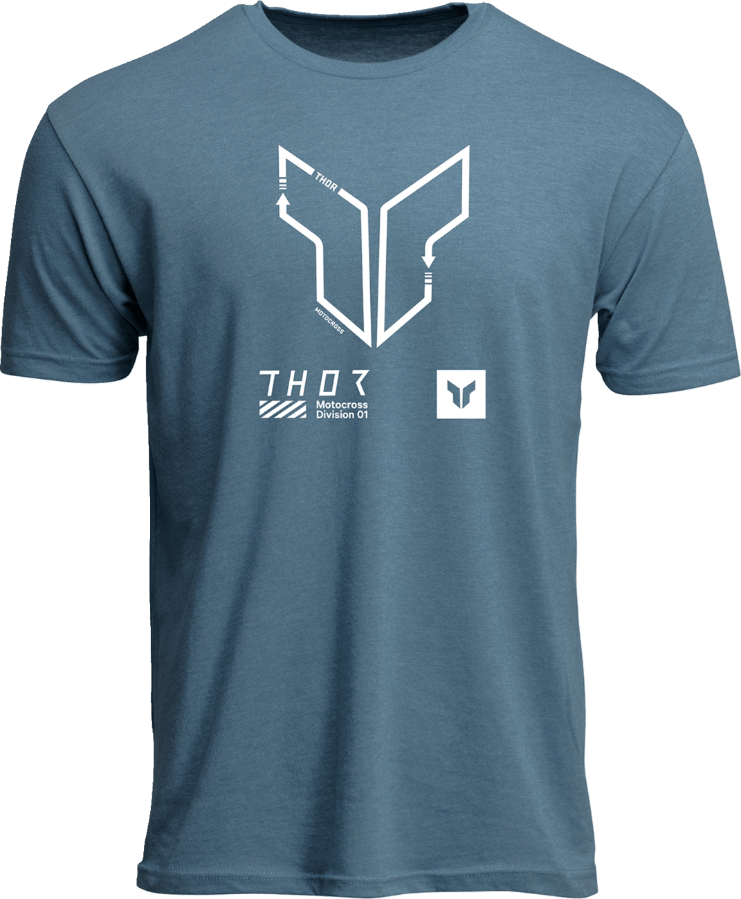 THOR Trax T-Shirt Heather Slate Blue 2XL - Durable Cotton-Polyester Blend - Kelly Motorsports