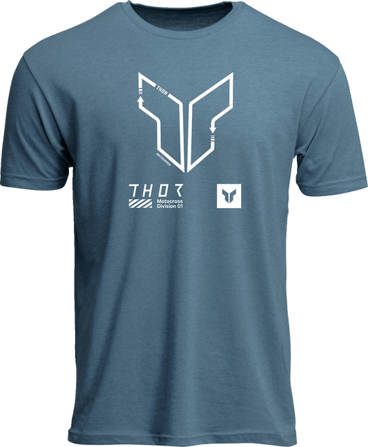 THOR Trax T-Shirt Heather Slate Blue 2XL - Durable Cotton-Polyester Blend - Kelly Motorsports