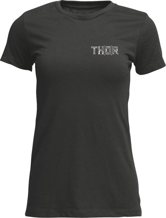 THOR Women's Blueprint Charcoal T-Shirt - Small, 60% Cotton / 40% Polyester - Kelly Motorsports