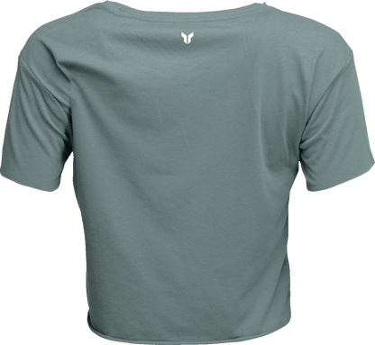 THOR Women's Corp Crop T-Shirt - Mineral Gray, Size XL | Comfortable Cotton Blend - Kelly Motorsports