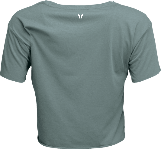 THOR Women's Corp Crop T-Shirt - Mineral Gray, Size XL | Comfortable Cotton Blend - Kelly Motorsports