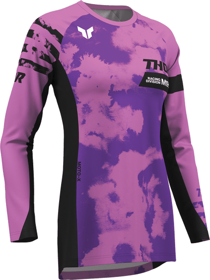 THOR Women's Launchmode Bleach Jersey - Black/Orchid, Part Number 2911-0340 - Kelly Motorsports