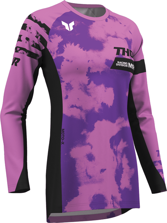 THOR Women's Launchmode Bleach Jersey - Black/Orchid, Part Number 2911-0340 - Kelly Motorsports