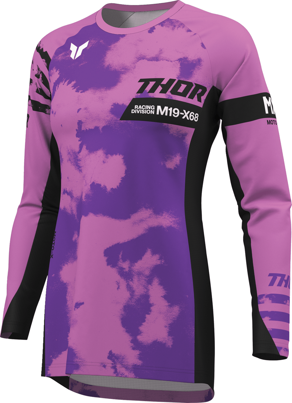 THOR Women's Launchmode Bleach Jersey - Black/Orchid, Part Number 2911-0340 - Kelly Motorsports