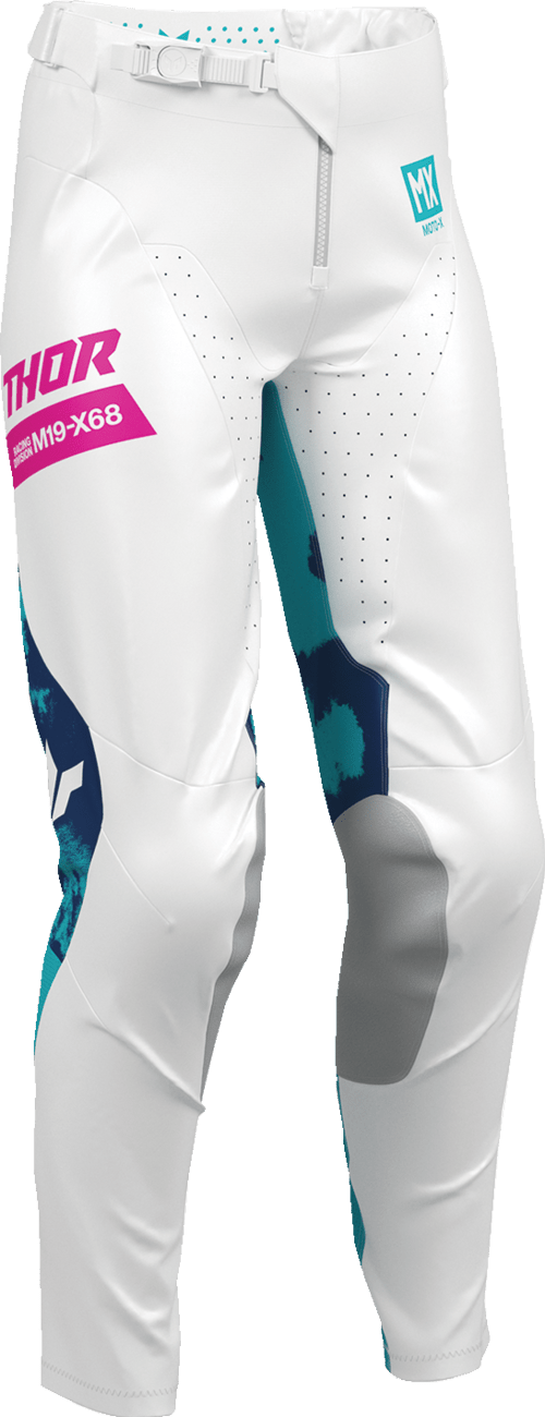 THOR Women's Launchmode Bleach Pants - White/Aqua, Part No. 2902-0421 - Kelly Motorsports