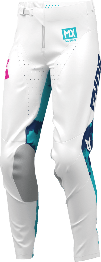 THOR Women's Launchmode Bleach Pants - White/Aqua, Part No. 2902-0421 - Kelly Motorsports