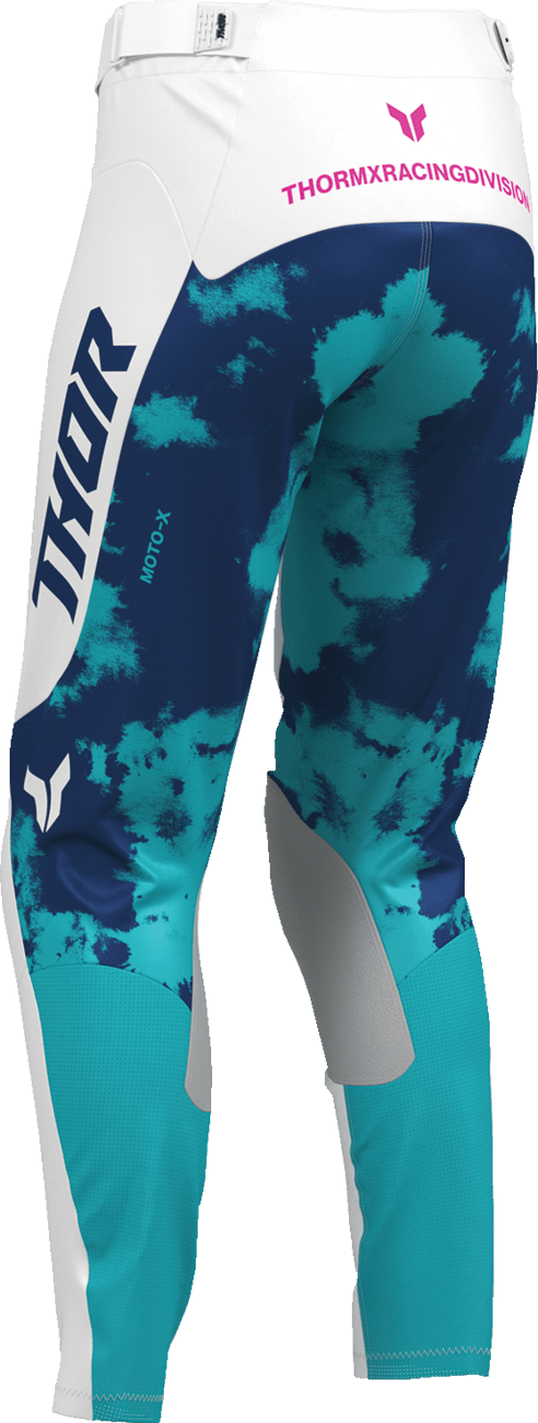THOR Women's Launchmode Bleach Pants - White/Aqua, Part No. 2902-0421 - Kelly Motorsports