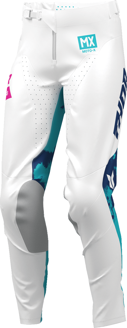 THOR Women's Launchmode Bleach Pants - White/Aqua US 13/14 (Part No. 2902-0422) - Kelly Motorsports