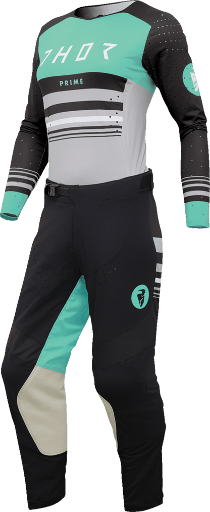 THOR Women's Prime Blaze Jersey - Black and Mint, XS - Engineered Athletic Fit with Enhanced Ventilation - Kelly Motorsports