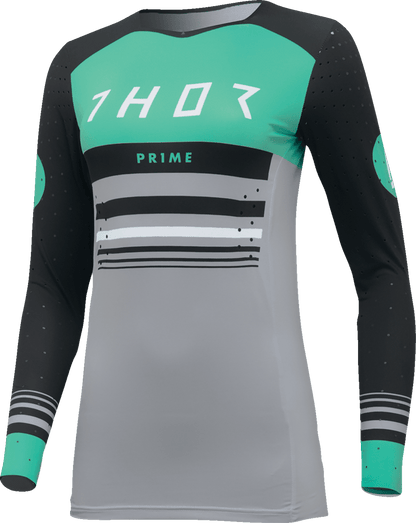 THOR Women's Prime Blaze Jersey - Black and Mint, XS - Engineered Athletic Fit with Enhanced Ventilation - Kelly Motorsports