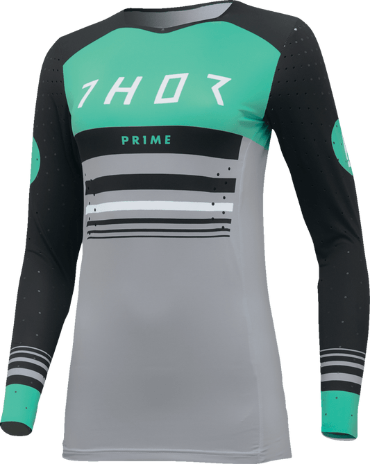 THOR Women's Prime Blaze Jersey - Black and Mint, XS - Engineered Athletic Fit with Enhanced Ventilation - Kelly Motorsports