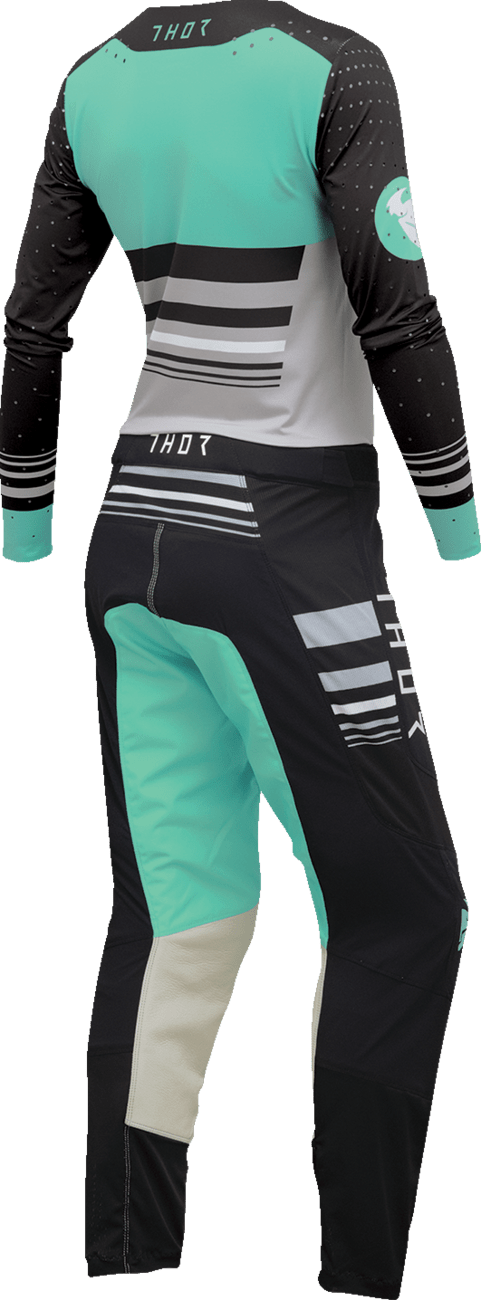 THOR Women's Prime Blaze Jersey - Black and Mint, XS - Engineered Athletic Fit with Enhanced Ventilation - Kelly Motorsports