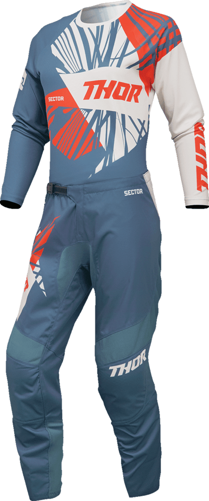 THOR Women's Sector Split Jersey - Blue Steel and Vintage White, Medium (Part 2911-0296) - Kelly Motorsports
