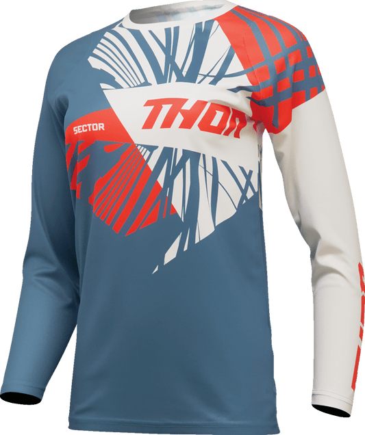 THOR Women's Sector Split Jersey - Blue Steel and Vintage White, Medium (Part 2911-0296) - Kelly Motorsports