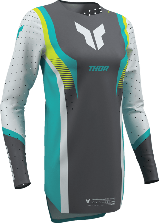 THOR Women's Sportmode Velocity Jersey - Gray/Aqua, Size Large - Part Number 2911-0338 - Kelly Motorsports
