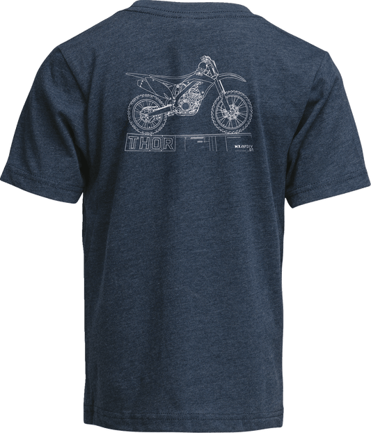THOR Youth Blueprint T-Shirt - Navy, Part Number 3032-3875 - Kelly Motorsports