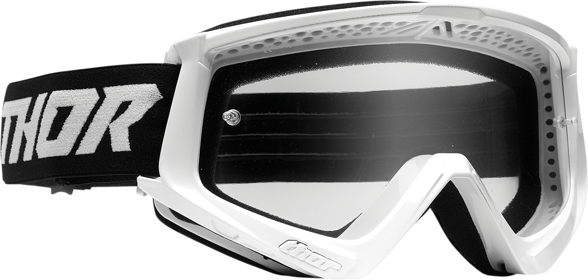 THOR Youth Combat Goggle Racer Model 2601-3046 – White and Black with Enhanced Ventilation and UV Protection - Kelly Motorsports
