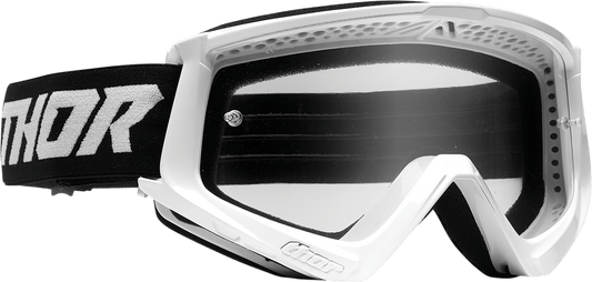 THOR Youth Combat Goggle Racer Model 2601-3046 – White and Black with Enhanced Ventilation and UV Protection - Kelly Motorsports