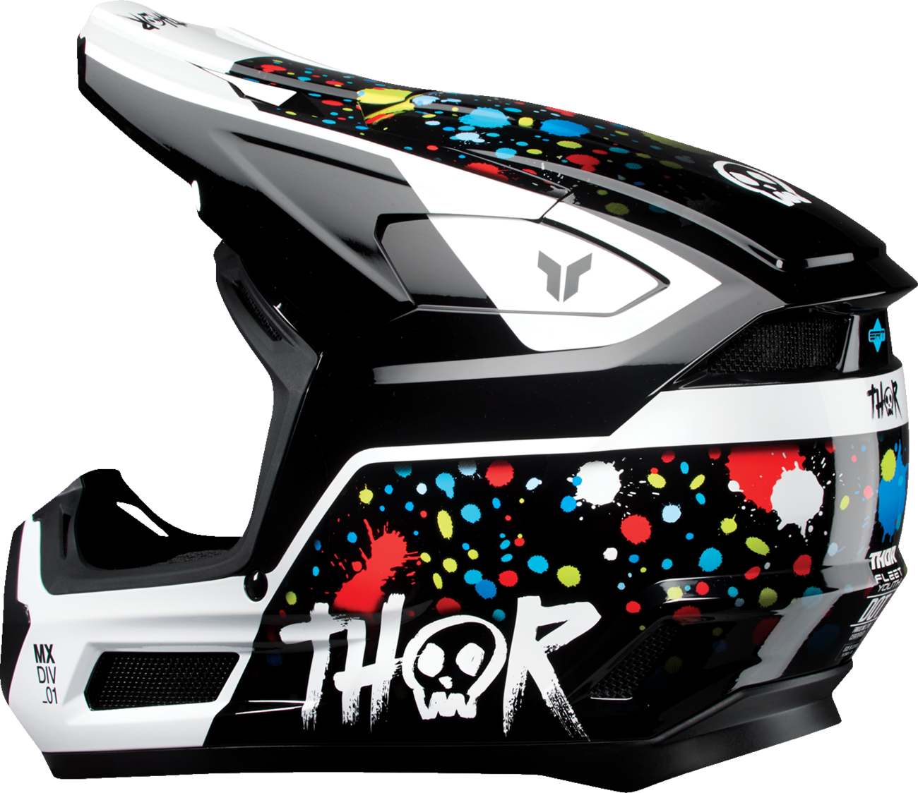 THOR Youth Fleet Helmet Splat - Black Large (Part 0111 - 1767) - Kelly Motorsports