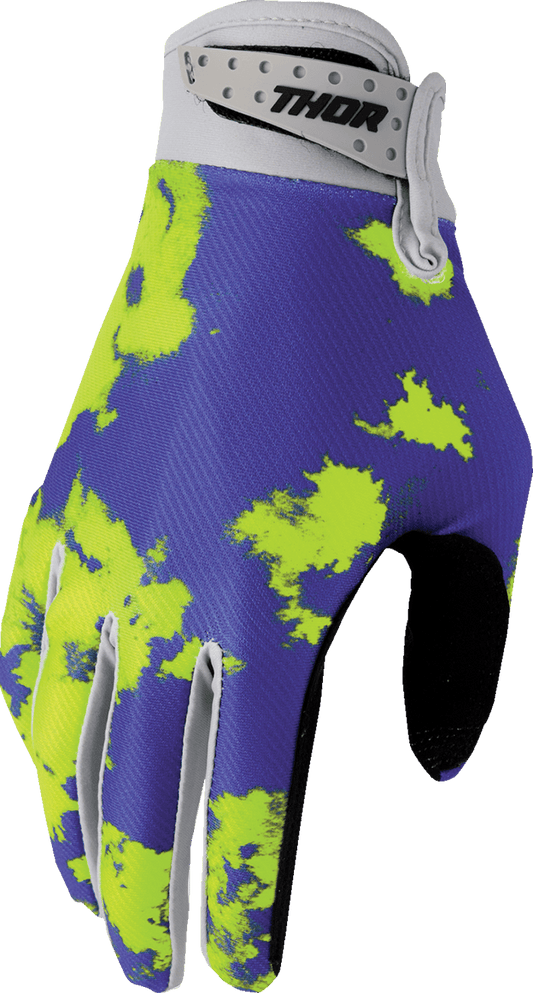 THOR Youth Launchmode Bleach Gloves - Gray/Acid, Small (Part 3332-1909) - Kelly Motorsports