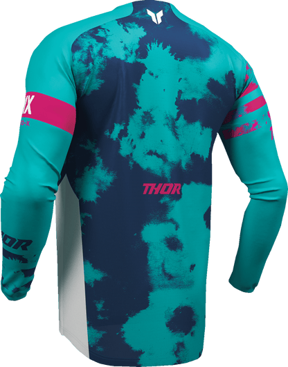 THOR Youth Launchmode Bleach Jersey - White/Aqua, Part Number 2912-2587 - Kelly Motorsports