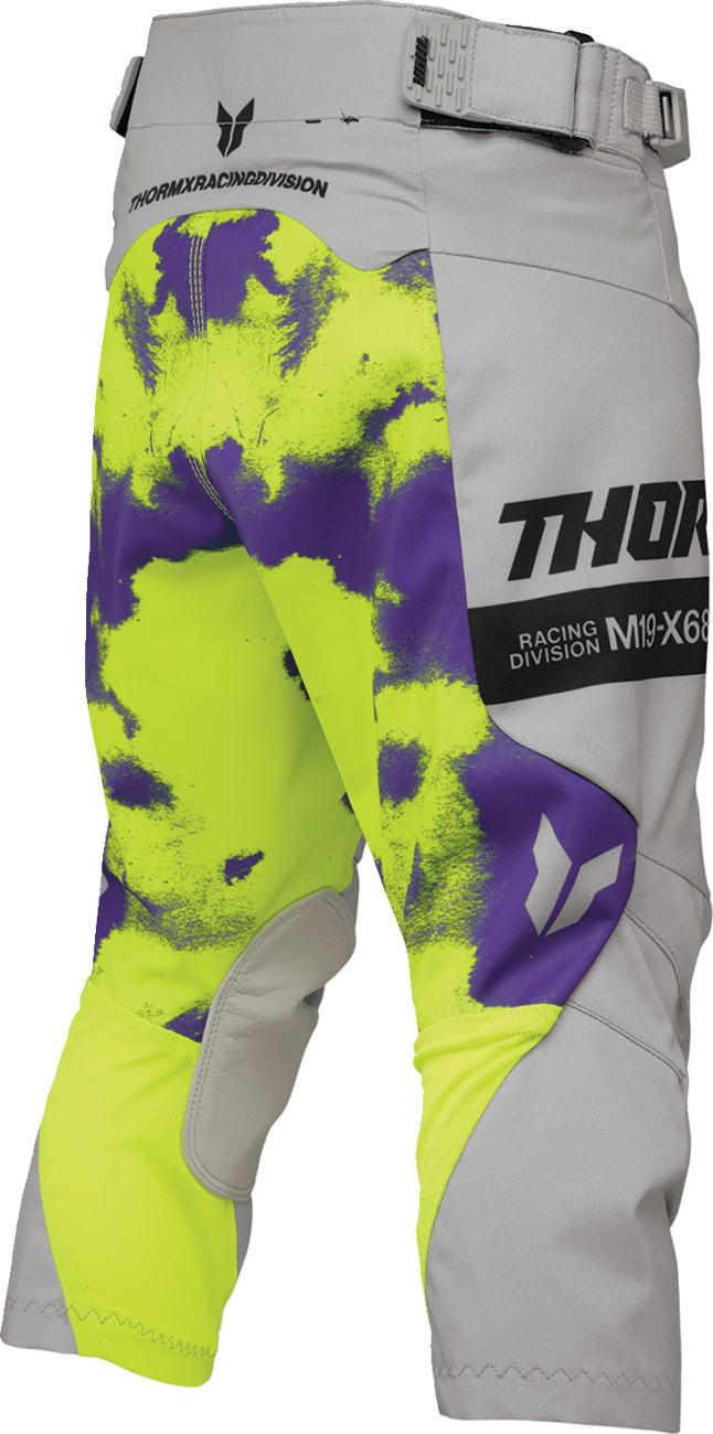 THOR Youth Launchmode Bleach Pants Gray/Acid US 22 - Durable and Breathable Motocross Pants - Kelly Motorsports