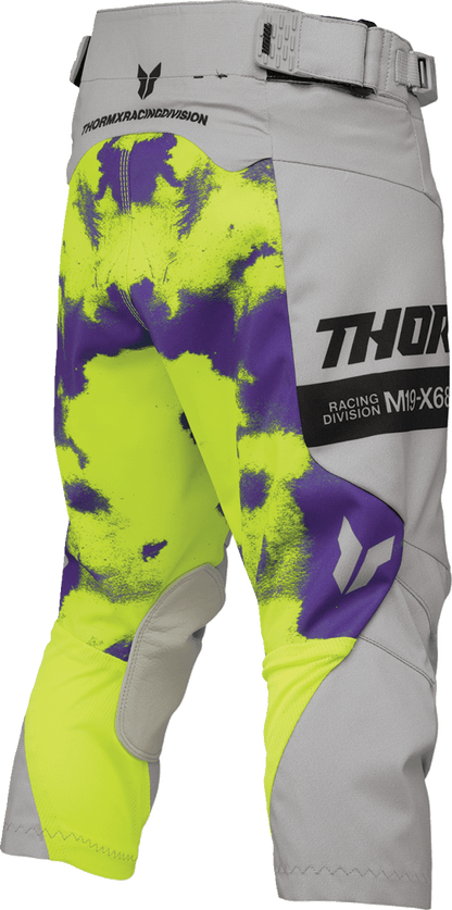 THOR Youth Launchmode Bleach Pants Gray/Acid US 22 - Durable and Breathable Motocross Pants - Kelly Motorsports