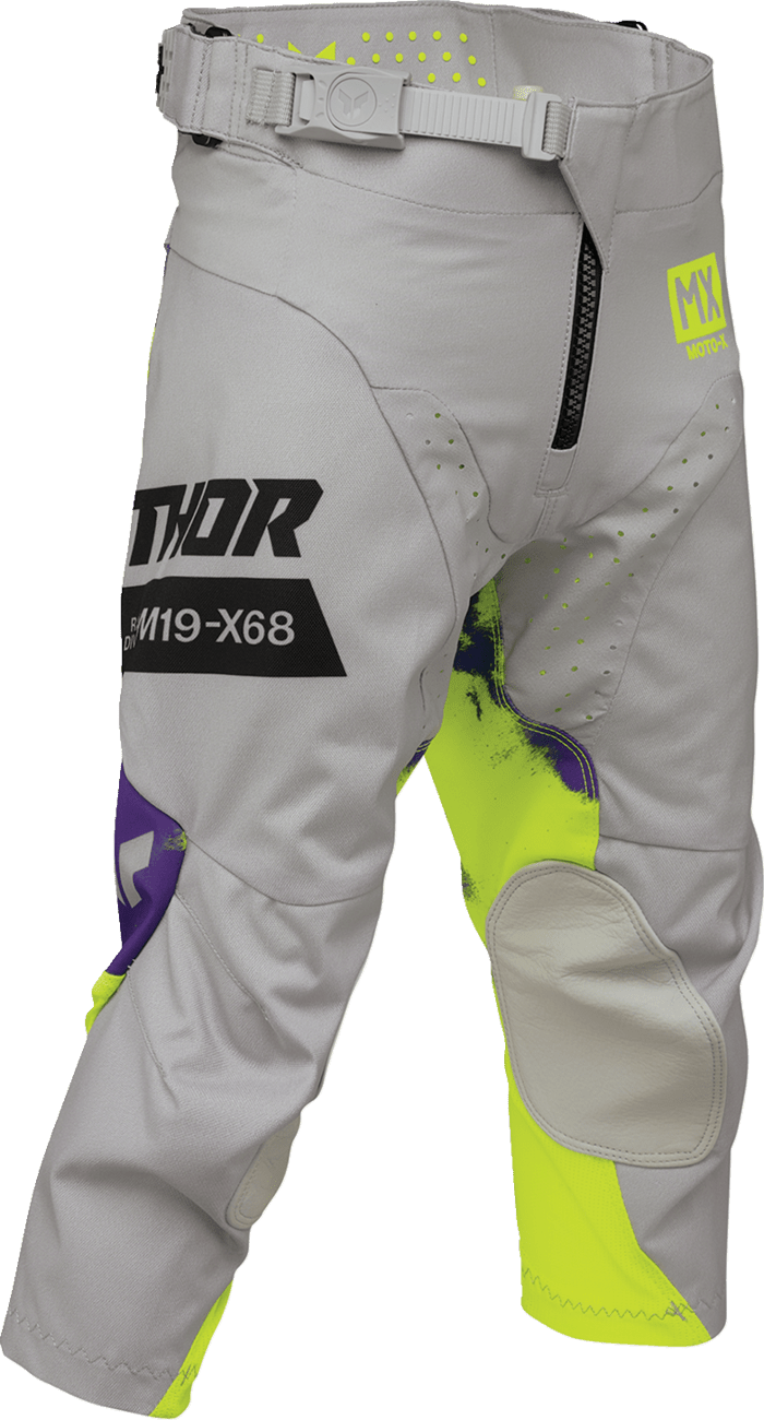 THOR Youth Launchmode Bleach Pants Gray/Acid US 22 - Durable and Breathable Motocross Pants - Kelly Motorsports