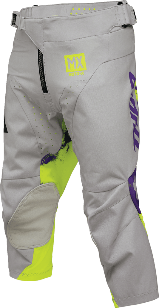 THOR Youth Launchmode Bleach Pants Gray/Acid US 22 - Durable and Breathable Motocross Pants - Kelly Motorsports