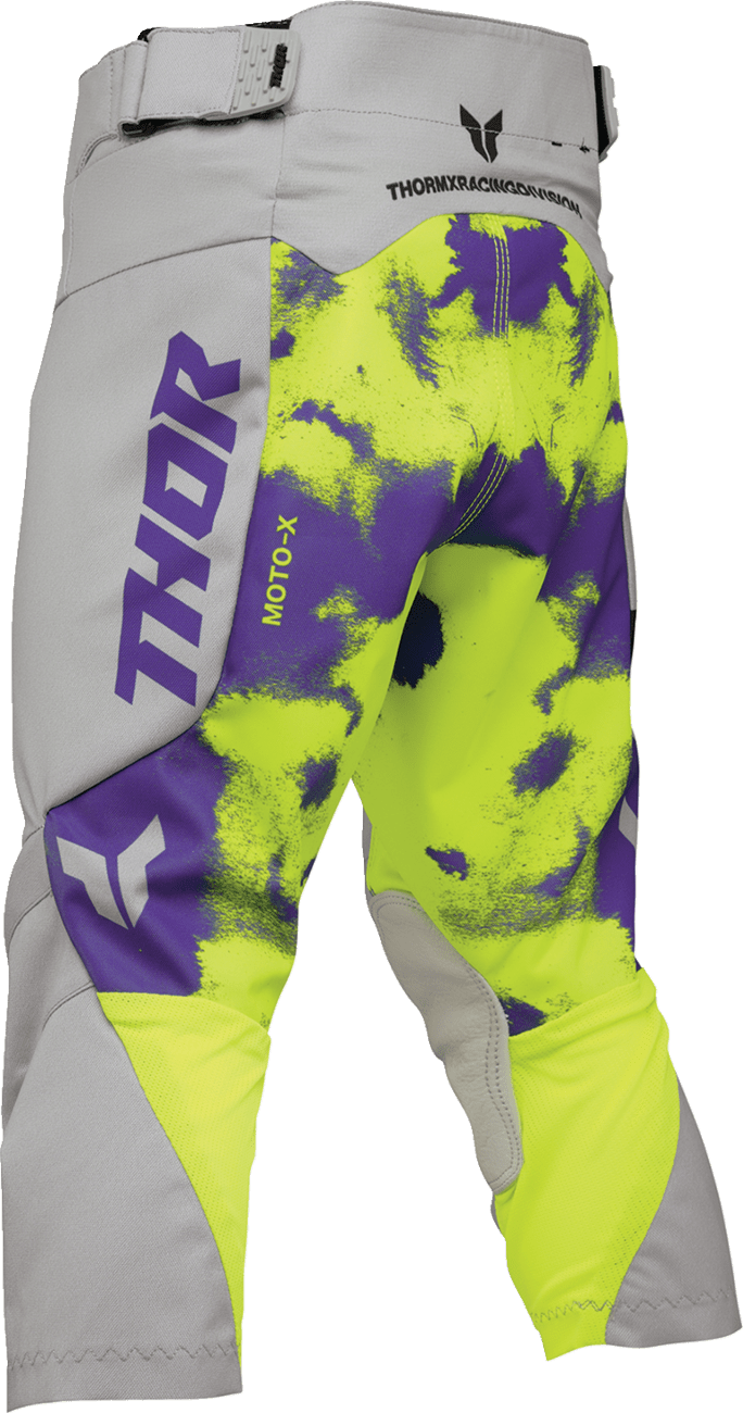 THOR Youth Launchmode Bleach Pants Gray/Acid US 22 - Durable and Breathable Motocross Pants - Kelly Motorsports