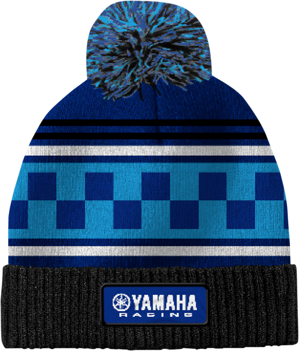 Yamaha Apparel Yamaha Racing Pom Beanie NP21A - H3242 - Black and Blue Acrylic Knit Hat - Kelly Motorsports